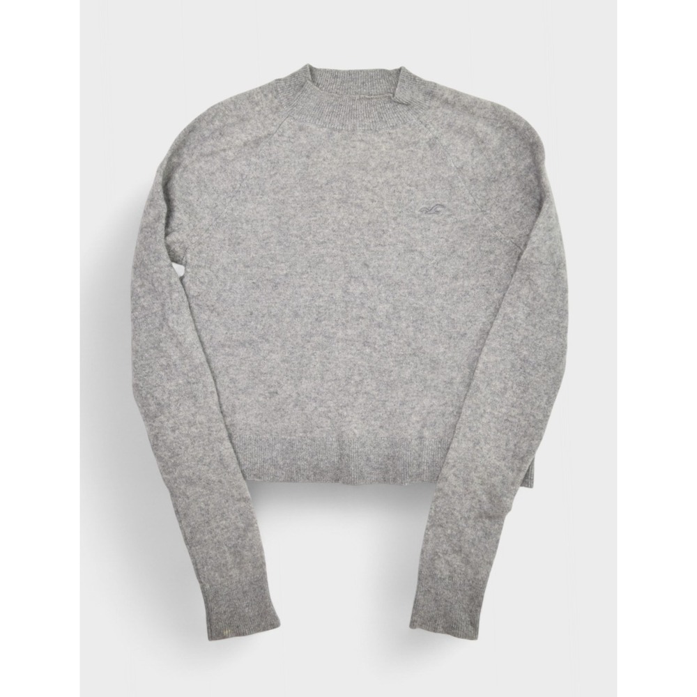 Hollister Sweater Womens Small Grey 100% Cashmere Raglan Pullover Soft Mock Neck
